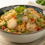 how to add scallops to a stir fried rice recipe