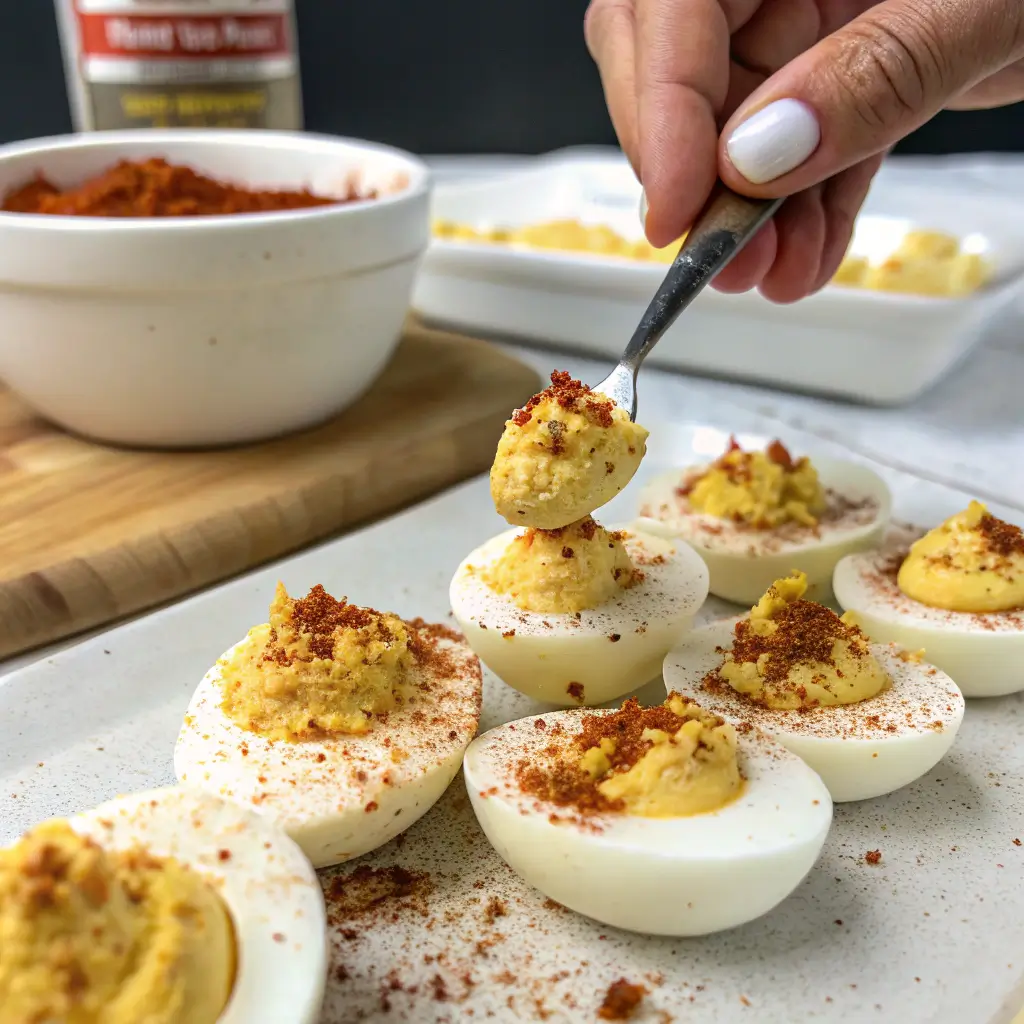 Step-by-Step Preparation Cajun deviled eggs