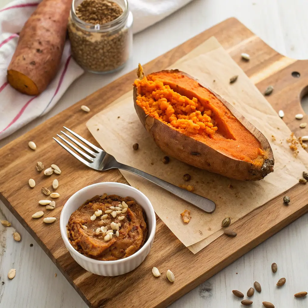 Preparing Sweet Potato for Miso Bread – Mashing with Ingredients