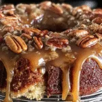 Pecan Upside Down Cake with Gooey Brown Sugar Caramel