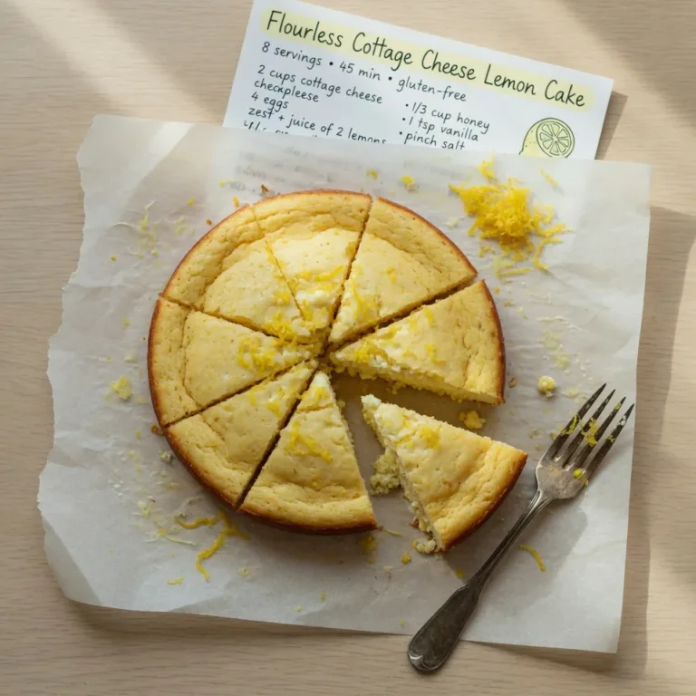 Flourless Cottage Cheese Lemon Cake recipe card